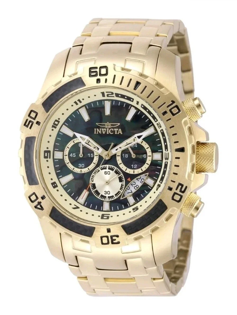 NEW 🐚 Invicta Pro Diver SCUBA Men's Watch w/ Abalone Dial - 51mm. Gold 49854